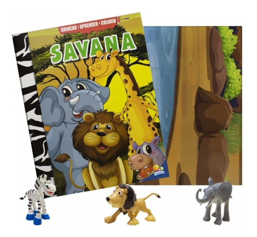 Livro Brincar Aprender Colorir Caixa - Savana