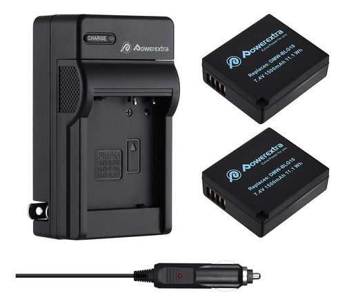 Powerextra Paquete De 2 Baterías De Repuesto Y Cargador Pa.
