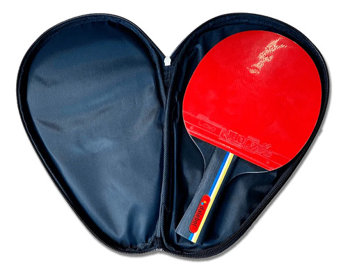 Par De Raquetes P/ Ping Pong 5 Estrelas Ittf + 3 Bolinhas Cor Unica Tipo De Cabo Madeira