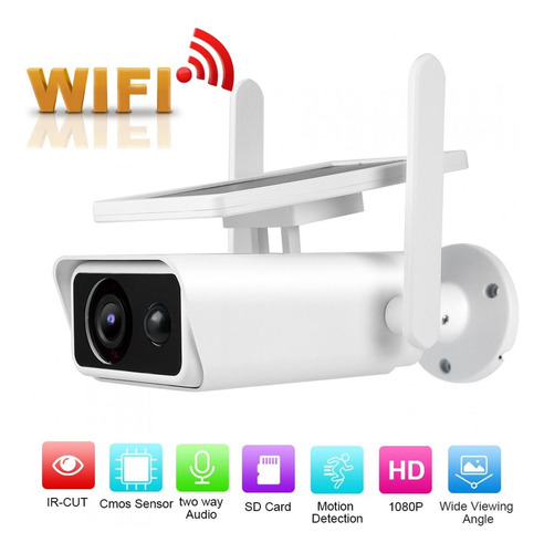 Energía Solar Wifi Wifi 1080p Cctv Ip Cámara Pir Al Aire Lib