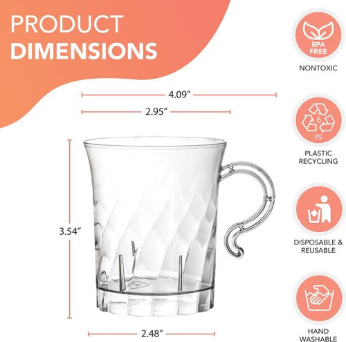 Party Essentials Plástico Duro 8 Oz. Vasos De Fiesta Con Asa