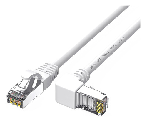 Juxinice Cable Ethernet Cat6 Blanco Ángulo De 90 Grados Haci