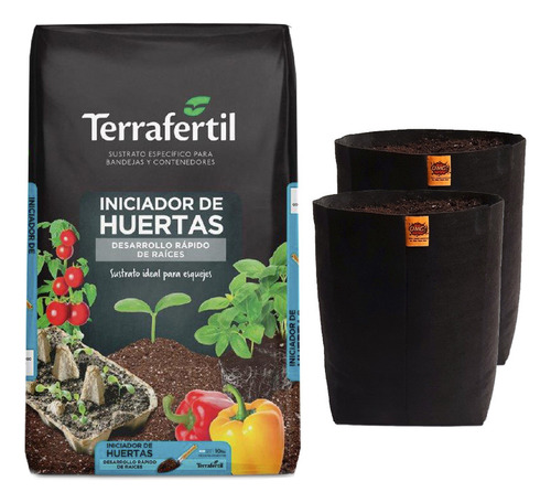 Sustrato Huertas 10lt Con Maceta De Tela Omg 5lt 2 Unidades