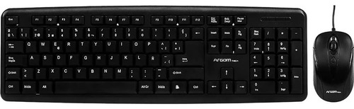 Kit Teclado Y Mouse Argomtech Usb Clásico Español Mouse Negro Teclado Negro