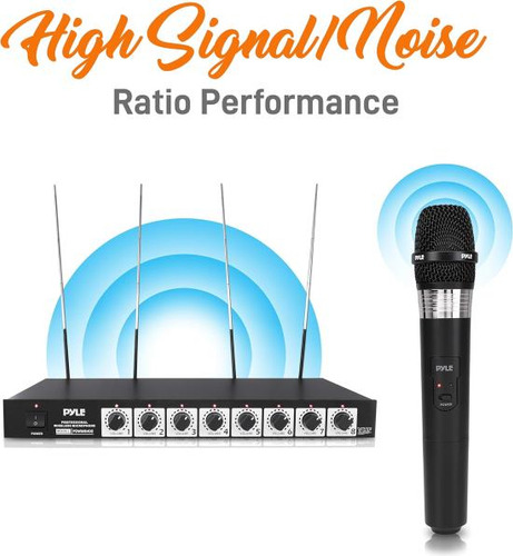 Pyle Vhf Sistema Inalámbrico Montaje En Rack Juego De 8 8 De