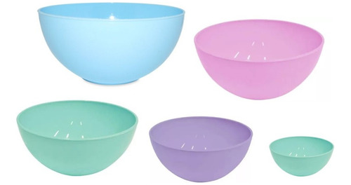 Set De Bowls Carol Cuenca Ensaladera X5 Colores Pasteles