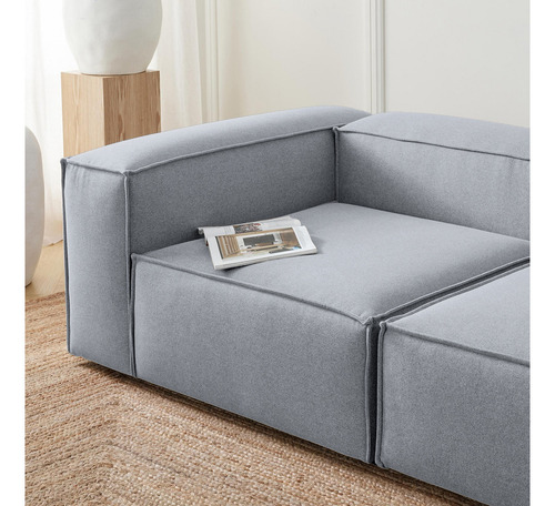 Sala Modular Loveseat Sillón Latt Moderna Lino Soft Minimali Color Gris Medio