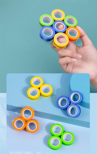 Anel Magnético Anti Stress Fidget Toy Hand Spinner Kit C/ 3u