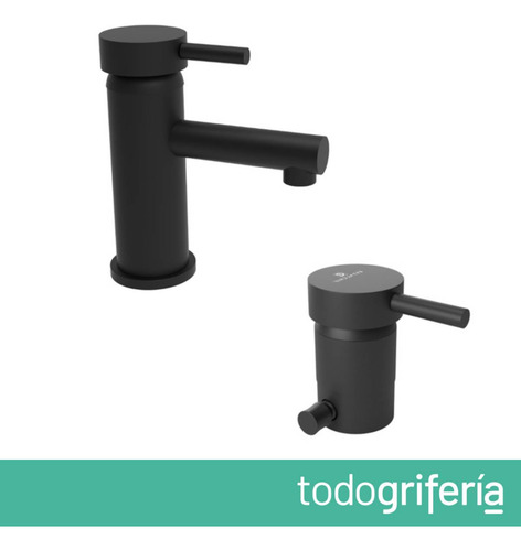 Combo De Griferias Estalgrif Arona Negro Lavatorio Y Bidet