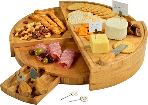 Genuine   Bamboo Board For Cheese, Appetizers & Cracker...