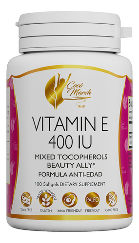 Vitamina E Natural 400 Ui Tocoferoles Mezclados 100 Cap