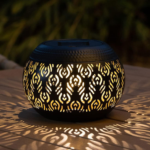 Farol Solar De Mesa Impermeable Led Plumas Pavo Real