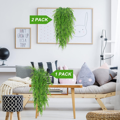 2 Peças De Planta De Samambaia Artificial Pendurada
