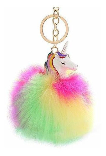 Hxinfu - Llavero De Unicornio Con Pompón De Peluche, Colorid