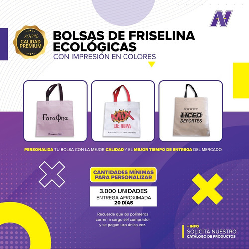Imagen 2 de 4 de 50 Bolsas De Friselina Tela Ecologicas 40x45x10 De 80g Lisas