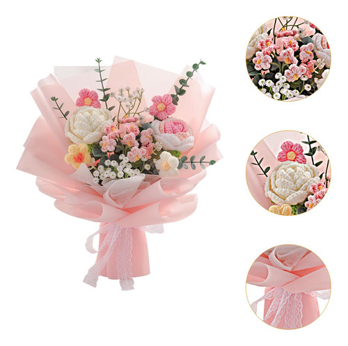 Regalos De Ramo De Flores De Crochet Para Mamá Rosa