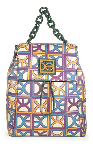 Mochila Cloe Para Mujer Suede Cadena Acrílica Color Multicolor