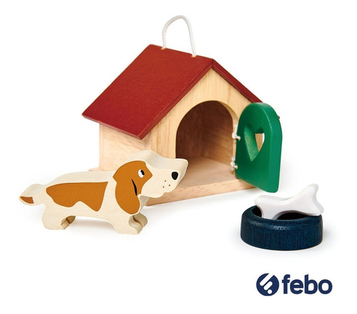 Imagen 2 de 5 de Casa De Perro Tender Leaf Toys Pet Dog Set 4pcs Madera Febo