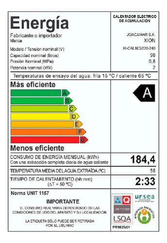 Calefón Termotanque Cilíndrico Xion Xi-cal100 100 Litros Amv