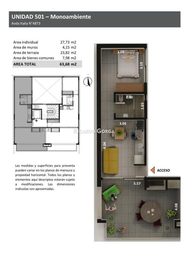 Venta Monoambiente Con Amplia Terraza A Estrenar En Malvín Sobre Av Italia
