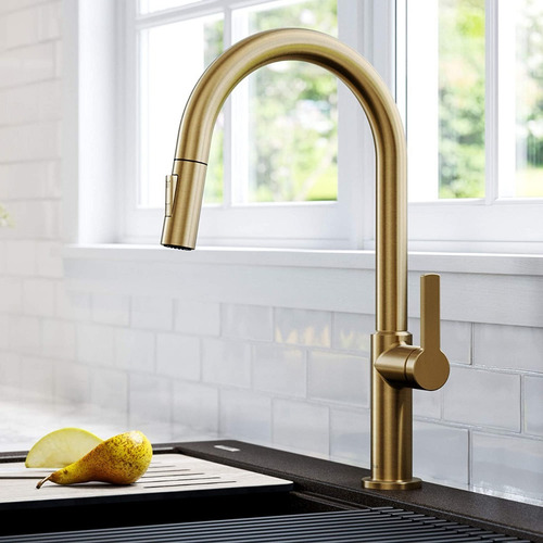Imagen 1 de 7 de Grifo De Cocina Desplegable Color Oro