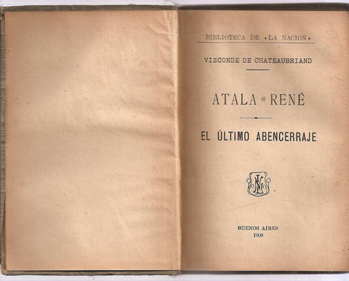 Imagen 1 de 1 de Atala Rene - Chateaubriand - Biblioteca De La Nacion