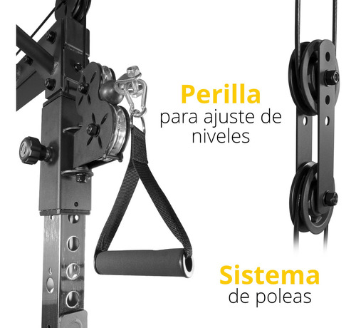 Power Rack Multifuncional Con Poleas Tayga Negro Negro