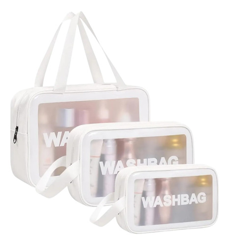 Neceser X 3 Viaje Transparente Impermeable Porta Cosmetico