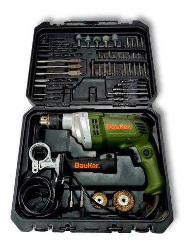 Taladro Percutor 900 W 13 Mm + Accesorios + Maleta Bauker