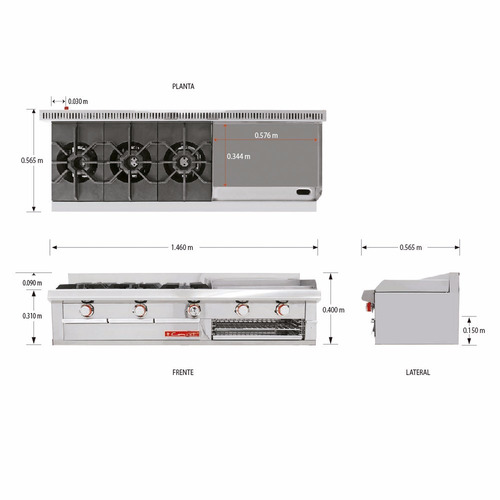 Coriat Ec-3-grill Mesa Petit E Estufa Panadería Restoran