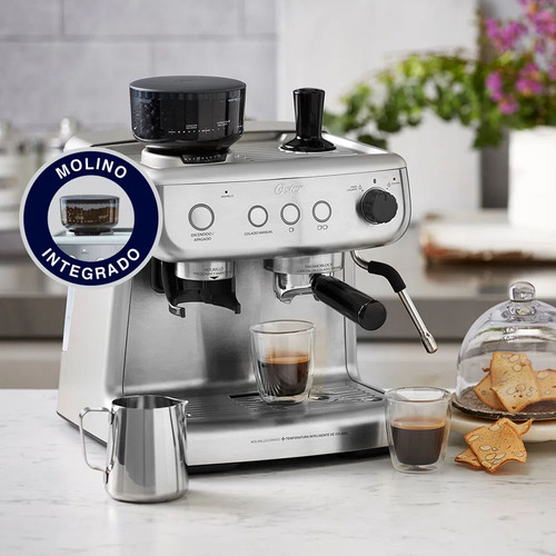 Cafetera Espresso Oster Perfect Brew 15 Bar Molino Integrado Color Acero inoxidable