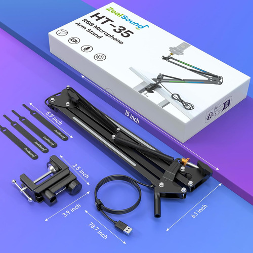 Zealsound Rgb Microphone Arm Stand,brazo De Micrófono Con...