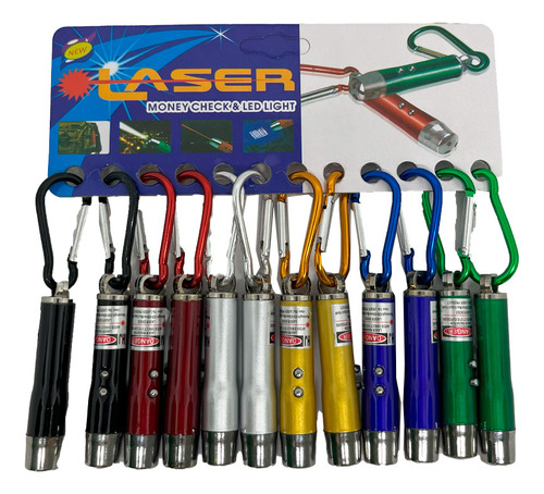 Pacote 12 Laser 3 Em 1 Colorido Lanterna Apontador