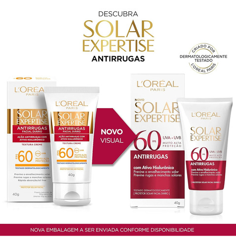 2 Unid. Protetor Solar Facial Loréal Paris Antirrugas 60 Fps