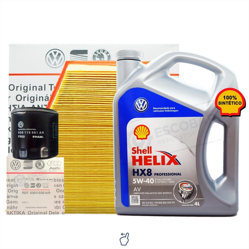 Imagen 1 de 10 de Kit Filtro Aceite + Aire Vw Gol Trend + Aceite Shell 5w40 4l