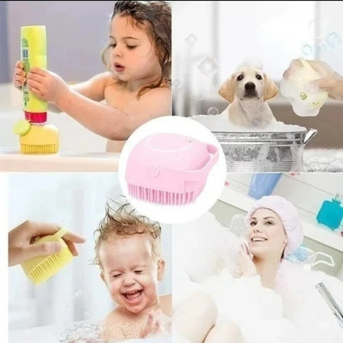 Cepillo Silicona Dispensadorpara Mascotas Peluquería Canina Rosa