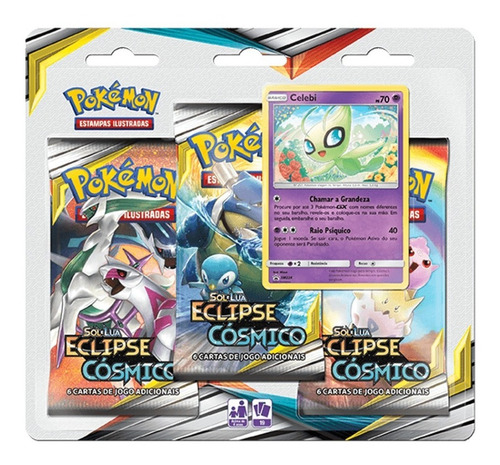 Pokémon Sol Lua 12 Triple Pack Celebi Eclipse Cósmico Cartas