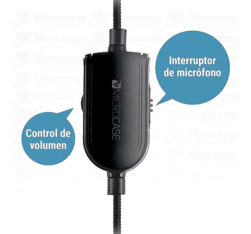 Imagen 3 de 8 de Headset Auricular Usb Microcase Microfono Control De Volumen