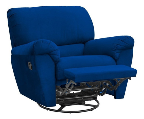 Poltrona Do Papai Reclinável Retrátil Taty Suede D05 Azul Ma Desenho do tecido Liso