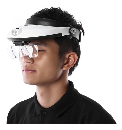 Imagen 3 de 8 de Lupa Visera De Cabeza Con 2 Leds + 5 Lentes Intercambiables