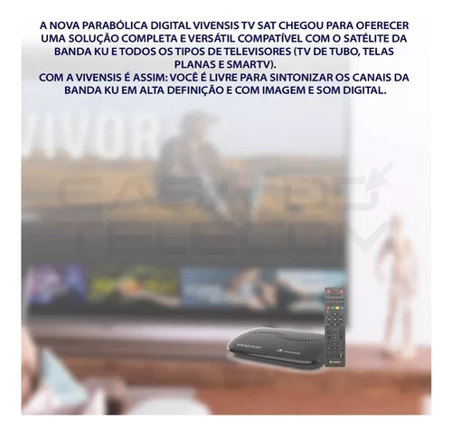 Kit Receptor De Tv Vivensissat Hd + Lnbf Simples + Cabo