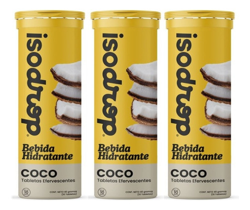 Electrolitos Efervescentes 3 Pack Sabor Coco Isodrop