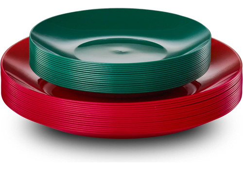Juego De Platos Descartables Plasticpro 16 Rojos Y 16 Verdes