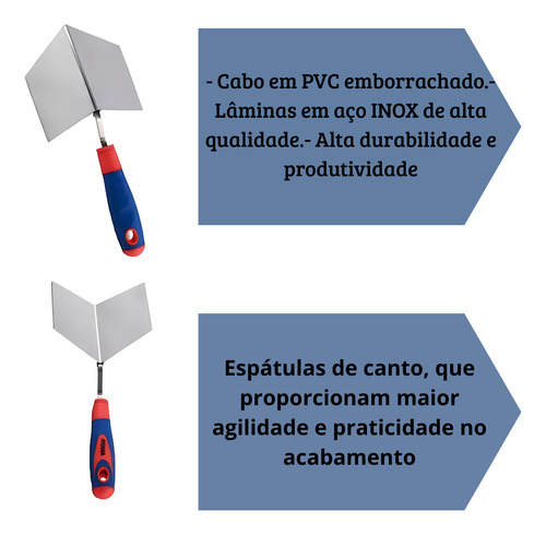 Desempenadeira De Canto Kit C/2 Aço Inox Interno/externo 90º