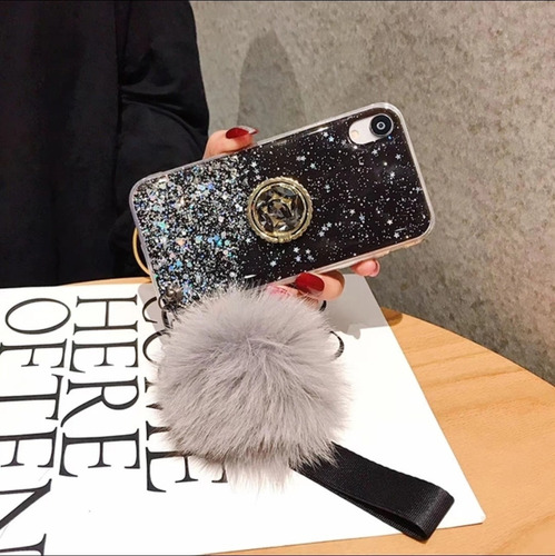 Imagen 7 de 7 de Funda Case, Pompón Glitter Para I Phone Varios Modelos