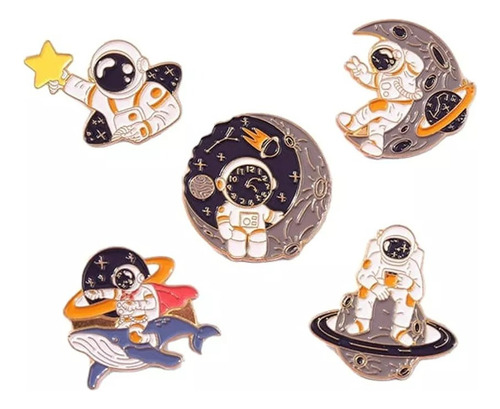 R, Set 5 Pines Broches Astronauta Con Broche Metálico