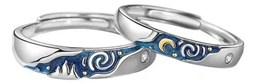 comprar 2 Anillos Van Gogh Novios Plata + Regalo Noche Estrellada