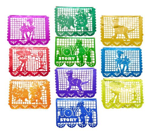 Papel Picado - 10 Tiras De Toy Story - Multicolor