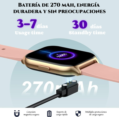 Reloj Inteligente Smartwatch Bluetooth Llamadas Para Reloj Inteligente De 1.85 Pulgadas Relojes Dama Smart Watch Mujer Reloj Inteligente Hombres Rosa Smart Watch Y2 Rosa Dorado