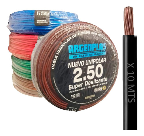 Cable Unipolar 2.5mm Normailizado Argenplas X 10mts